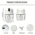 thumbnail image 6 of 350ML Electric Garlic Chopper, Portable Veggie Chopper,Garlic Grinder Masher Onion Chopper, Blender to Vegetable, Cordless Food Processor for Ginger, Chili, Fruit, Meat, Spices, Beans, etc, 6 of 21