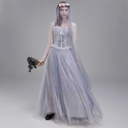 Fesfesfes Women Dress Solid Color Halloween Dress Adult Cosplay Gothic Bride Dress Evenig Gowns Party Dress