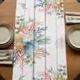 thumbnail image 5 of Table Runners 90 Inches Long Dress Scarves, Beach Coastal Farmhouse Coffee/Dining/Kitchen Table Runner for Living Room, Summer Nautical Coral Shell Botanical Vintage 13x90 Inch, 5 of 9