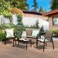 thumbnail image 1 of Costway 4 PCS Patio Furniture Set Sofa Coffee Table Steel Frame Garden Brown, 1 of 10