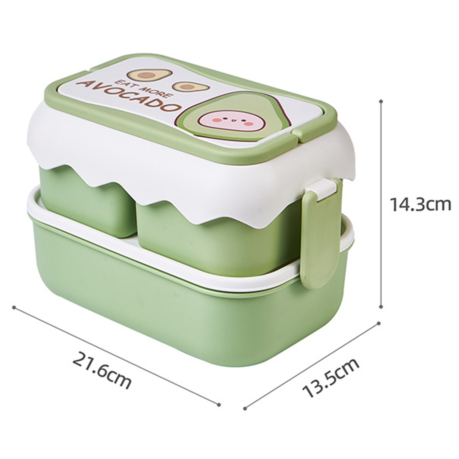 Hovtoil Bento Case Storage Food 3 Compartment Useful Cute Cartoon Lunch Container Organizer, Size: Large, Pink