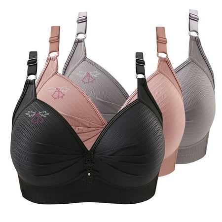 Bras for Women No Underwire Comfort Wireless Seamless Bra Ndbuld 3PC Woman s Printing Gathered Together Large Size Daily Bra Underwear No Rims Christmas Deals Gray 4XL