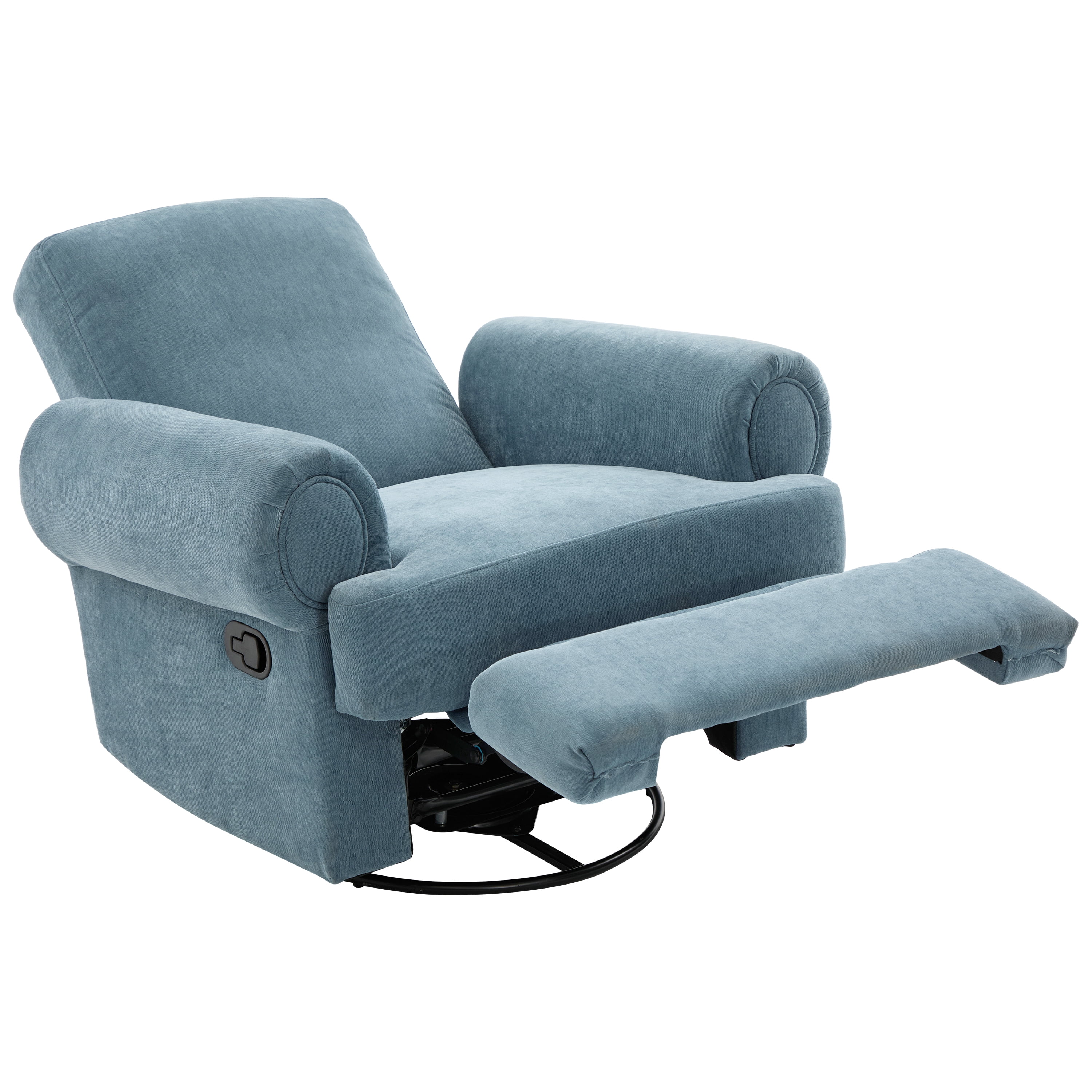Euroco Manual Recliner Sofa Swivel Recliner Rocker Chair with Adjustable Backrest for Living Room, Bedroom, or Nursery, Sky Blue
