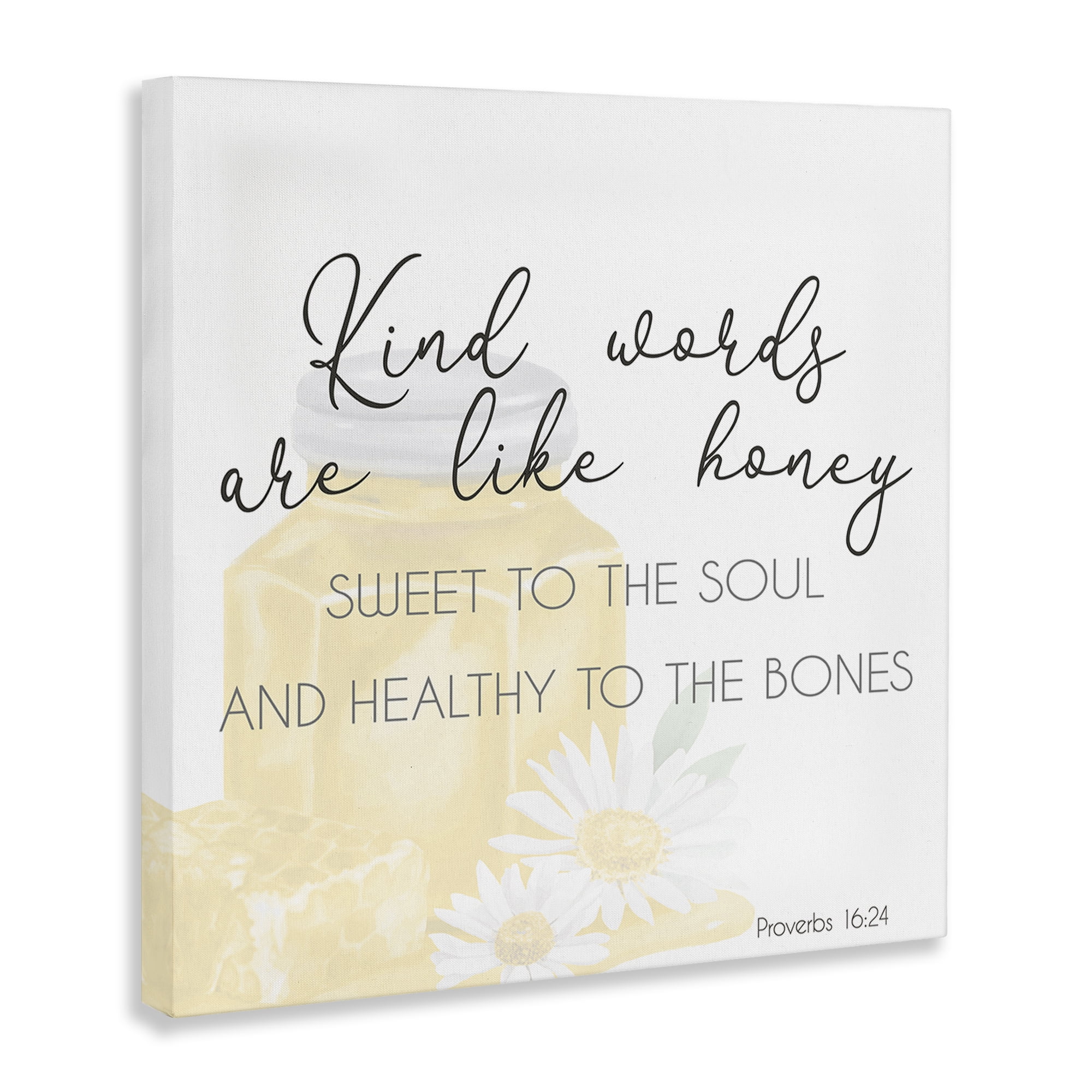 Stupell Industries Kind Words Like Honey Plants & Flowers Painting Wrapped Canvas Art Print Wall Art, 36 x 36