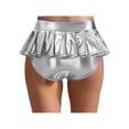 thumbnail image 2 of Miaeowve Womens Shiny Metallic Mini Skirt Pleated Hem Disco Hot Pants For Rave Party Night Club Silver S, 2 of 5