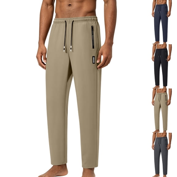 Adult Nylon Open-Bottom Sweatpants with Pockets and Drawstring Waistband