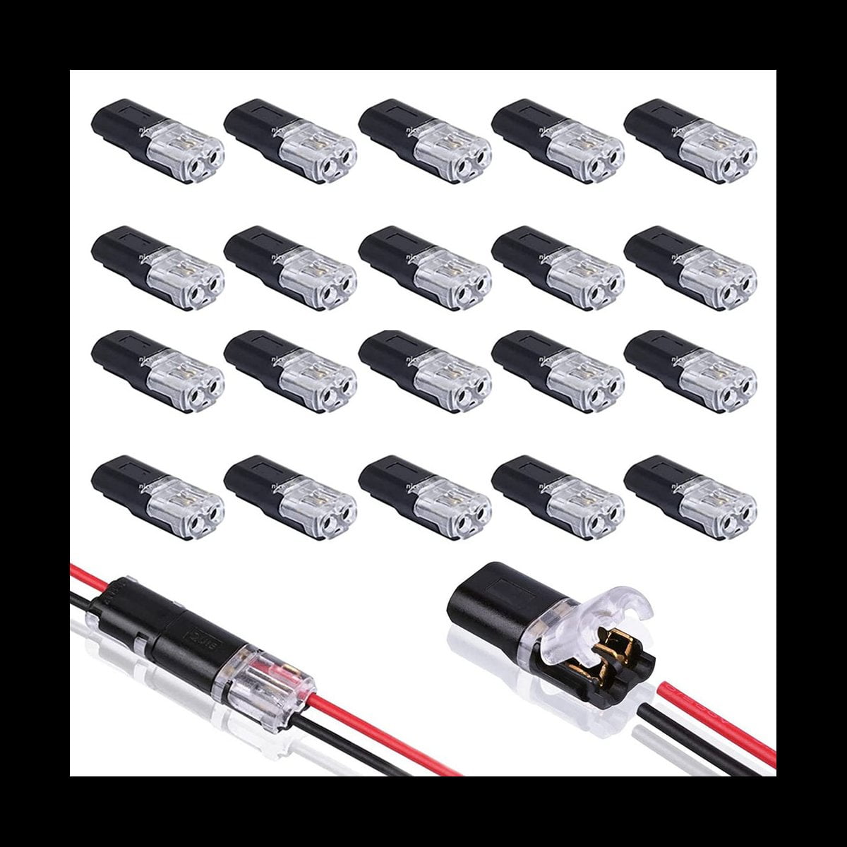 【箱付き】Addin Connector 2 20PCS Double-Wire Plug-in Connector with Locking Buckle,Pluggable