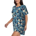 thumbnail image 2 of Fuzoiu Anchors Print Women's Short-Sleeved Pajama Set,Lounge Sleepwear Set,Womens Pajama Sets 2 Piece,Button-Up Top and Shorts with Pockets-Large, 2 of 7