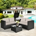 thumbnail image 2 of Costway Ensemble de Mobilier d'Extérieur en Rotin pour Patio 4 Pcs avec Coussins, Causeuse et Table de Rangement, 2 of 10