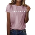 thumbnail image 4 of Women's Freedom Print Casual T-Shirt, Comfortable and Breathable Shirt for Famale, Pink Light, XXXL, 4 of 4
