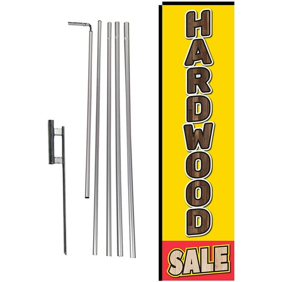 Hardwood Sale Advertising Rectangle Feather Flag Banner w/Pole kit and Ground Spike