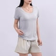 thumbnail image 5 of Olyvenn Fashion Women's Short Sleeve Cotton Scoop Neck Tee Summer Casual Solid T-Shirt Comfyable Breathable Modal Tops Gray XXL, 5 of 5