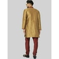 thumbnail image 5 of eloria Men's Trendy Indian Traditional Gold-Toned & Maroon Silk Blend Solid Sherwani With churidar, 5 of 8