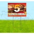 thumbnail image 1 of $5 Lunch Menu (18" x 24") Yard Sign, Includes Metal Step Stake, 1 of 6