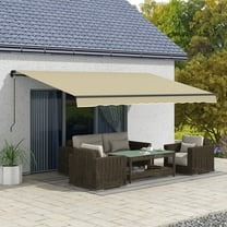 Outsunny 16' x 10' Retractable Awning Sunshade Shelter with Manual Crank Handle, Beige