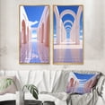 thumbnail image 1 of Designart "Futuristic Architecture Infinite Geometry VI" Modern Geometric Framed Wall Art Set Of 2 - Modern Blue Framed Canvas Set For Living Room Decor, 1 of 6