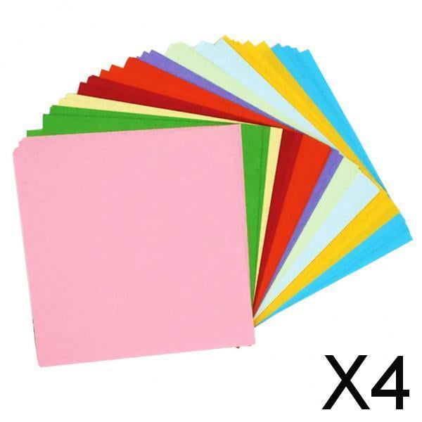 4x 100 Hojas de Papel de Origami, Papel Plegable, 10 Carpetas de Colores, Papel para Manualidades DIY 3 4 piezas