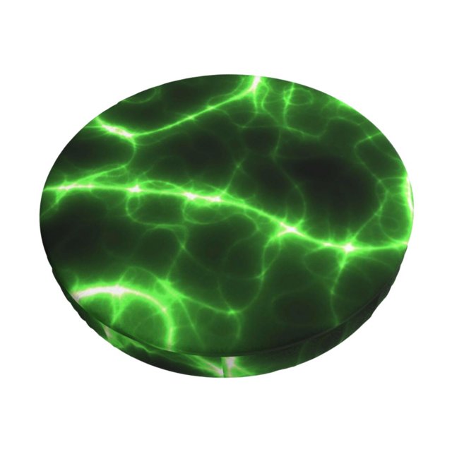 Disketp Green Lightning Funda Redonda para Taburete, Funda de Cojín para Silla de Bar Suave y Elástica-13 inch