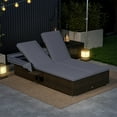 thumbnail image 2 of Gymax 2-person Rattan Lounge Bed w/ Retractable Canopy 5-position Adjustable Backrest Gray, 2 of 10