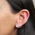 thumbnail image 4 of 925 Sterling Silver 3mm - 10mm Princess Cut Square Rhodium Plated Unisex Classic Clear Cubic Zirconia CZ Stud Earrings, Giorgio Bergamo 7mm, 4 of 6