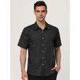thumbnail image 3 of INSPIRE CHIC Men's Short Sleeves Polka Dots Button Down Shirt Black 50, 3 of 7