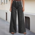 thumbnail image 2 of Miluxas Women's High Waist Jeans Front Seam Detail Wide Leg Denim Pants Casual Loose Fit Y2K Jeans with Pockets for Streetwear Black, 2 of 9