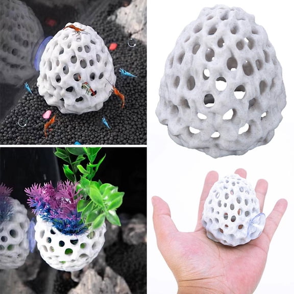 Multi-Hole Shrimp Hide Cave for Aquarium - 3D Floating Betta Fish Shelter, Natural Coral Reef Decor for Shrimp Tank, Fish Tank Accessories, Easy-Clean Design