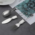 thumbnail image 3 of 4 Pcs Flatware Camping Tableware Fork Spoon Portable Silverware Stainless Steel Cutlery Wire, 3 of 6