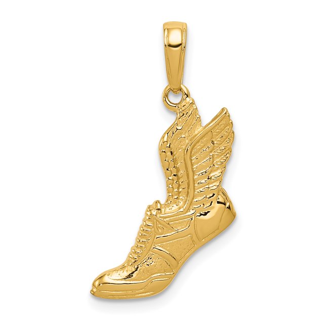 14 Carats Or Jaune Chaussures de Course Collier Pendentif Sport