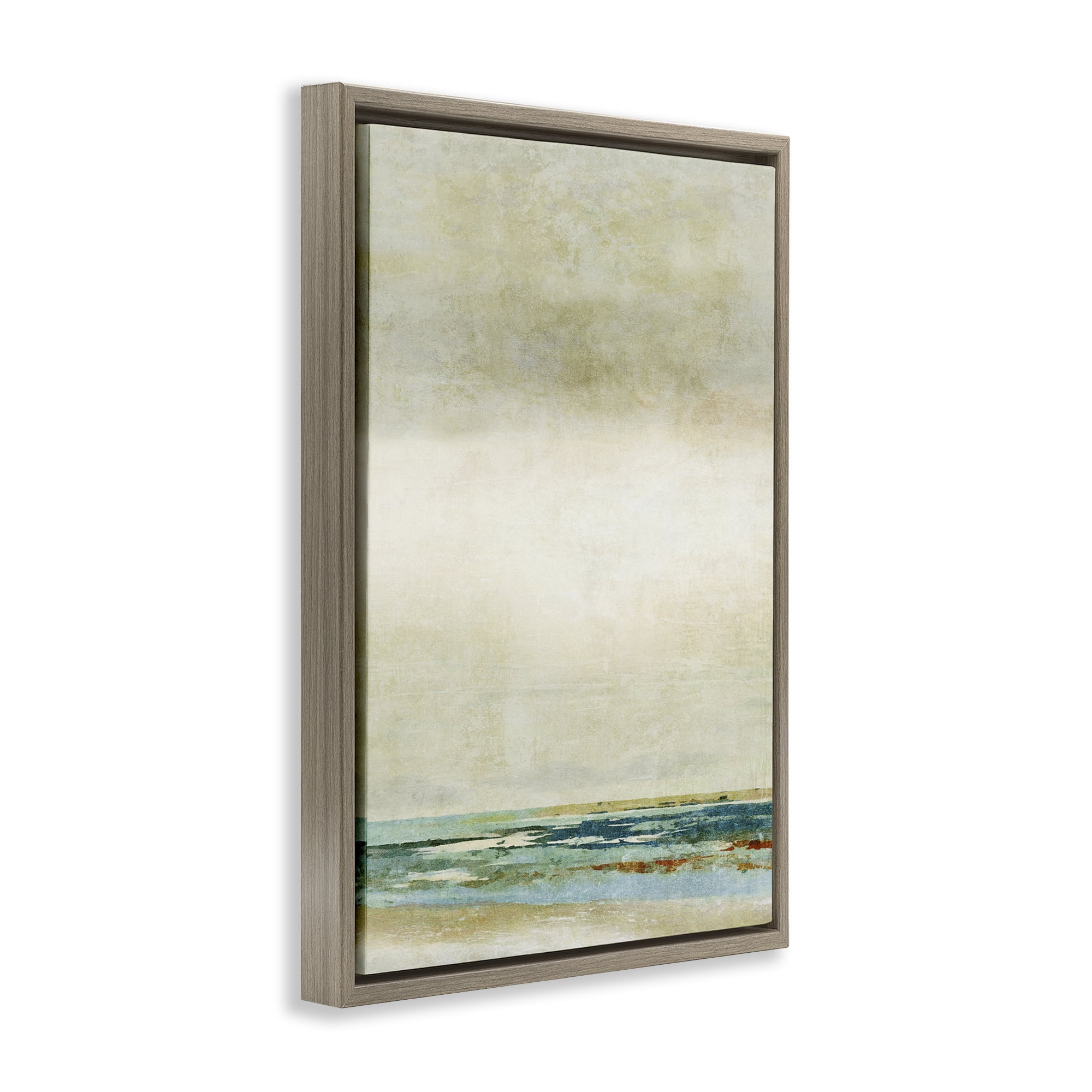 Stupell Industries Neutral Beige Beach Abstraction Abstract Painting Brown Floater Framed Canvas Art Print Wall Art, 17 x 25