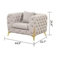 thumbnail image 4 of Pemberly Row Chair Made with Fabric & Gold Accent Legs in Light Gray, 4 of 7