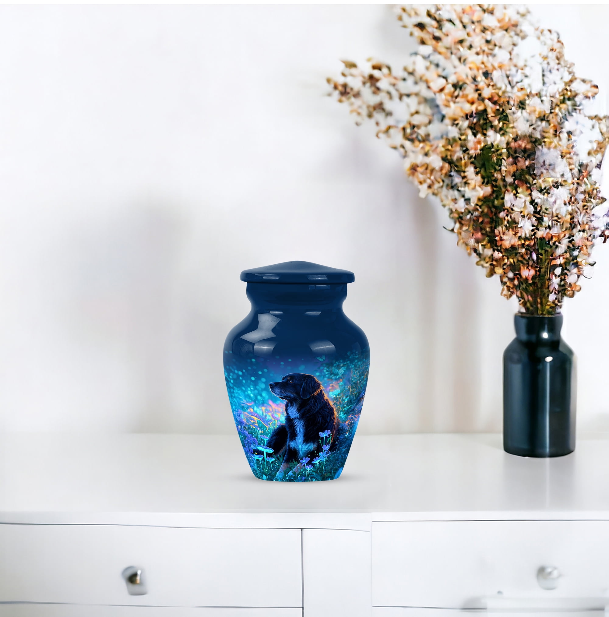 Dog Small Funeral Urns For Human Ashes Keepsake Mom, Blue Mini Urns For Ashes For Women, Little Cremation Urn For Male, Purple Urn For Adults, 3inch