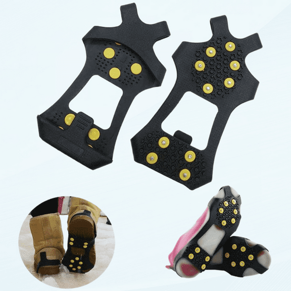 Ice Cleats Snow Traction Cleats Crampons for Shoe and Boots Non-Slip Overshoe for Walking on Snow and Ice Rubber Walking Cleats Anti Slip Crampons