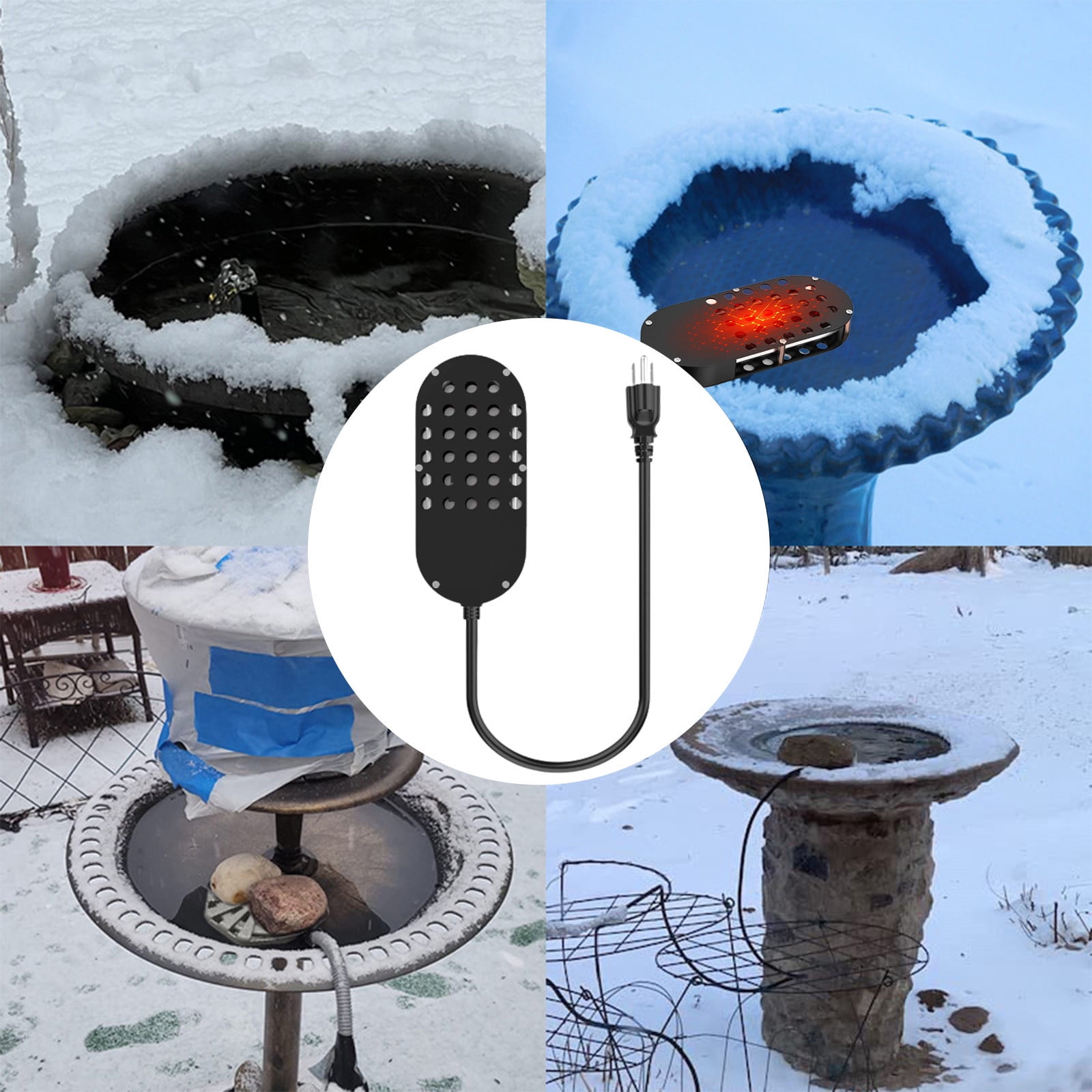 RKZDSR Outdoor Winter Pond Heaters: Thermostatically Controlled Heated Bird Bath Heater to Prevent Water Freezing - Ideal for Livestock Water Troughs