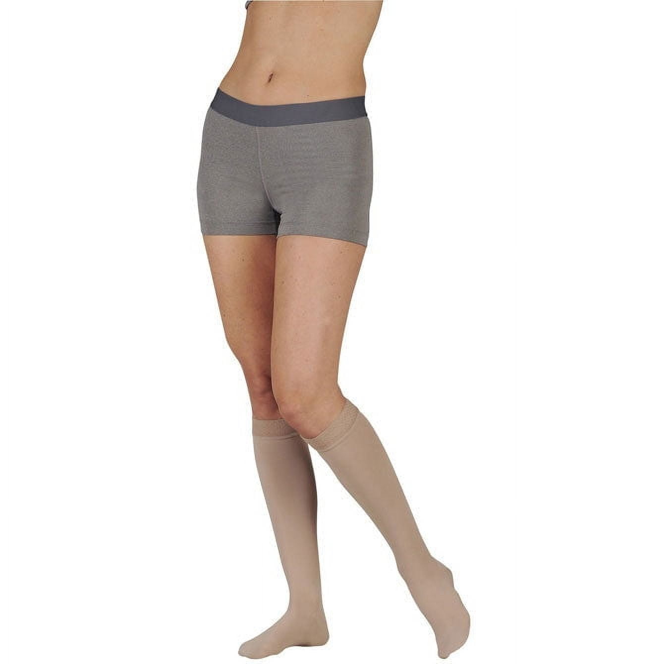 Juzo 2002 Soft Closed Toe Knee Highs w/Silicone Band Border - 30-40 mmHg Short Beige IV