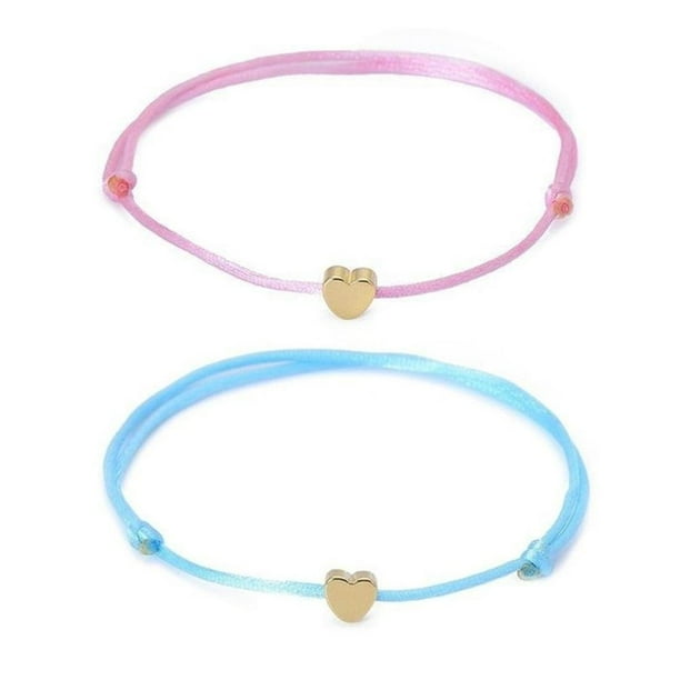 Pulseras Simples De Moda, Tobillera, Pulseras De Verano Ajustables Hechas A Mano, Tobillera De Corazón De Melocotón, Accesorio De Joyería Para Mujer 2 Piezas Scienceny AP006381-02