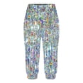 thumbnail image 3 of Mujeres Capri Pantalones Casual Suelto Largo Pantalones de Impresión con Corbata Elástica Cintura Y Bolsillos, 3 of 6
