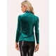 thumbnail image 4 of Blusa Básica Allegra K Cuello Alto Terciopelo Elástico Verde M, 4 of 6