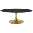 thumbnail image 2 of Modway Lippa 42" Oval Artificial Marble Coffee Table in Gold Black, 2 of 7