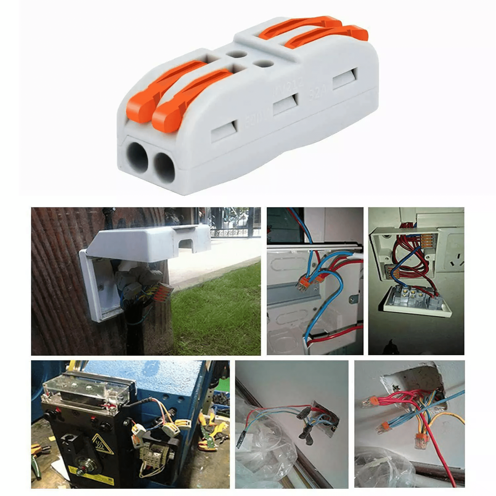 Nineleaf Push Quick Wire Connectors,50PK Electrical Cable Connectors, Max 32A 600V, 2 Pin Wire Connectors for Cables from 28 to 12 AWG, 12 14 16 Gauge Wire Connectors