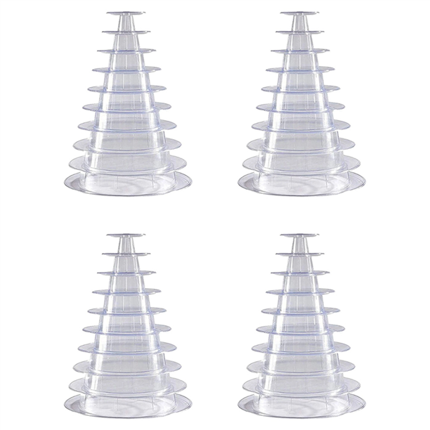 4X 10 Tier Cupcake Holder Stand Round Macaron Tower Stand Clear Cake