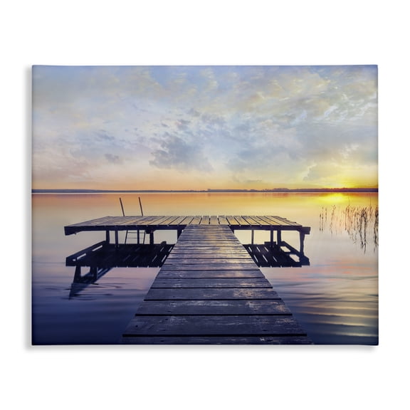 Stupell Industries Rustic Lodge Tranquil Lake Dock Sunset Nautical Summer Sanctuary Canvas Art, 20 x 16, by Mike Calascibetta
