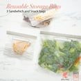 thumbnail image 3 of Kitchen Details 6 Piece Set Plastic Reusable Sandwich and Snack Bags, Gray, 3 of 9