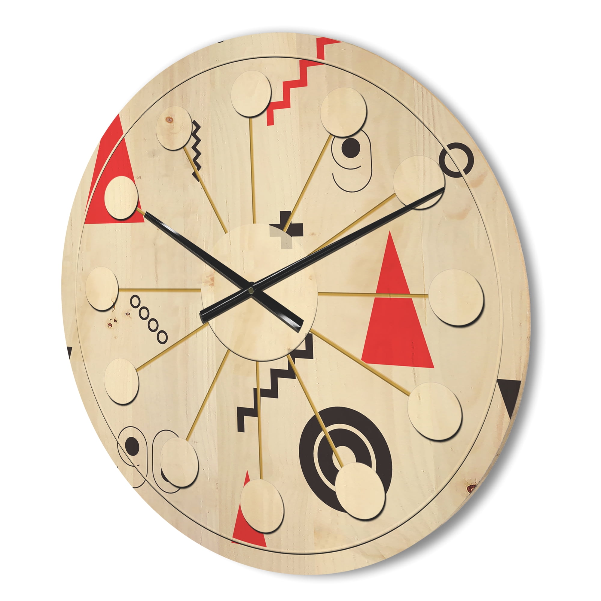 Designart 'Retro Triangular Design III' Mid-Century Modern Wood Wall Clock
