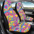 thumbnail image 3 of POLERO Groovy Heart Floral Car Seat Cover, Polyester Stretch Washable 2 Pack Front Seats for Trucks and Vans Interior Accessories, 3 of 12