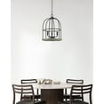thumbnail image 6 of Kira Home Enslow 17" 3-Light Farmhouse Pendant Light, Bird Cage Design, Gray Oak Wood Style + Sandblasted Black Finish, 6 of 7
