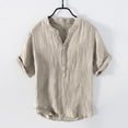 thumbnail image 2 of Men’s Loose Cotton Linen Short Sleeve Shirt Casual Summer Top, 2 of 6
