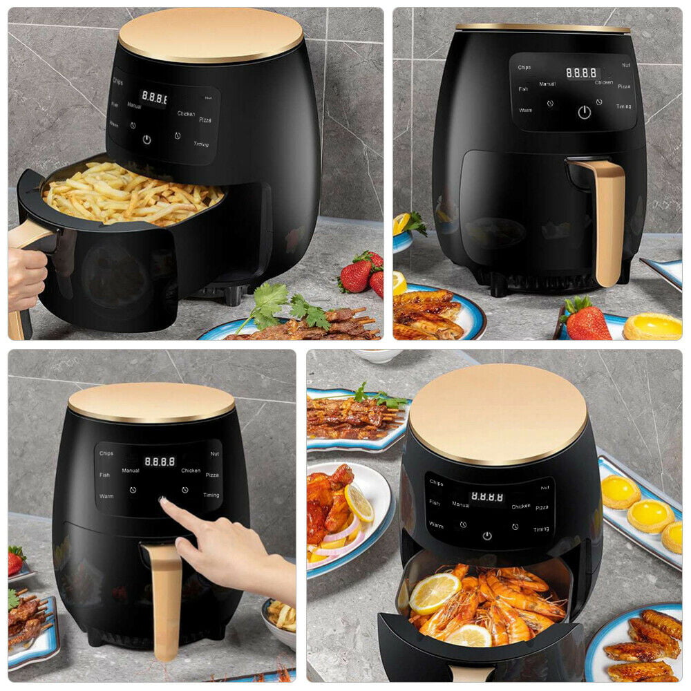 6.3 Qt Large Family Size Greaseless Air Fryer With Digital Temp And Time  Control, Customizable 8 In 1 Functions For Frying, Cooking, Roasting,  Broilin