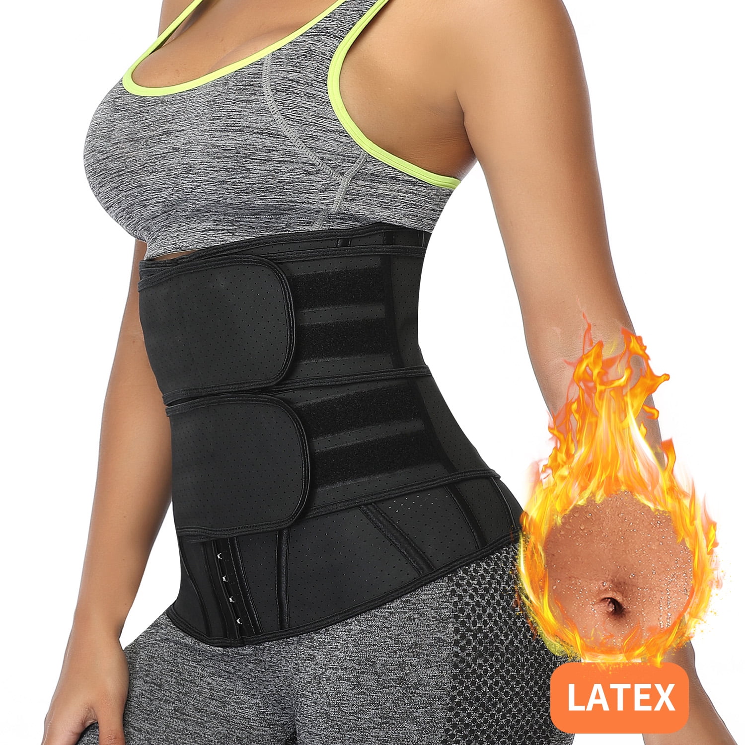 Women Latex Snug Waist Trainer Belt Tummy Control Trimmer Faja Slim Body Shaper 