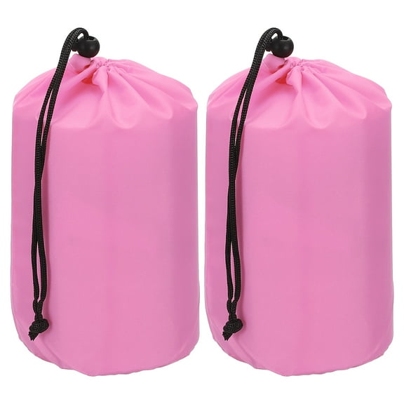 Uxcell Stuff Sack, 6 x 13 Inch Waterproof Outdoor Storage Sack Portable Drawstring Dust Flap Bag Lightweight Sleeping Bag Pink 2 Pcs